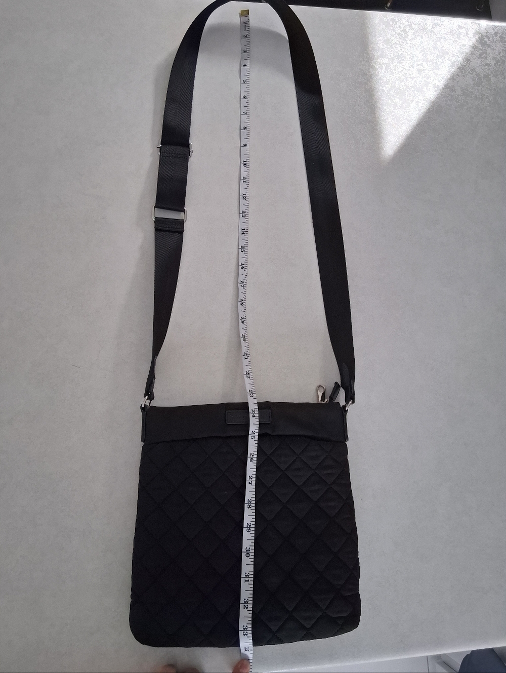 Bugatti/Black Quilted Crossbody Bag/ Adjustable Strap/ Genuine Leather Detailing - Picture 16 of 16